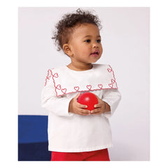 Petit Bateau - Blusa de popelín de algodón orgánico con cuello ancho | Blanco