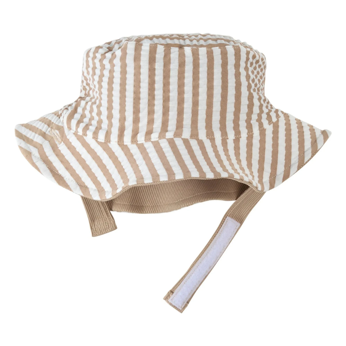 Petit Lem - Sombrero de seersucker de rayas anti-UV reversible Fibras recicladas | Beige