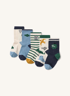 Liewood - Silas Dinosaurios 5 Pares de Calcetines | Verde