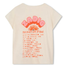 Zadig & Voltaire - Heart On Fire Tunus yakalı T-shirt | Ekru