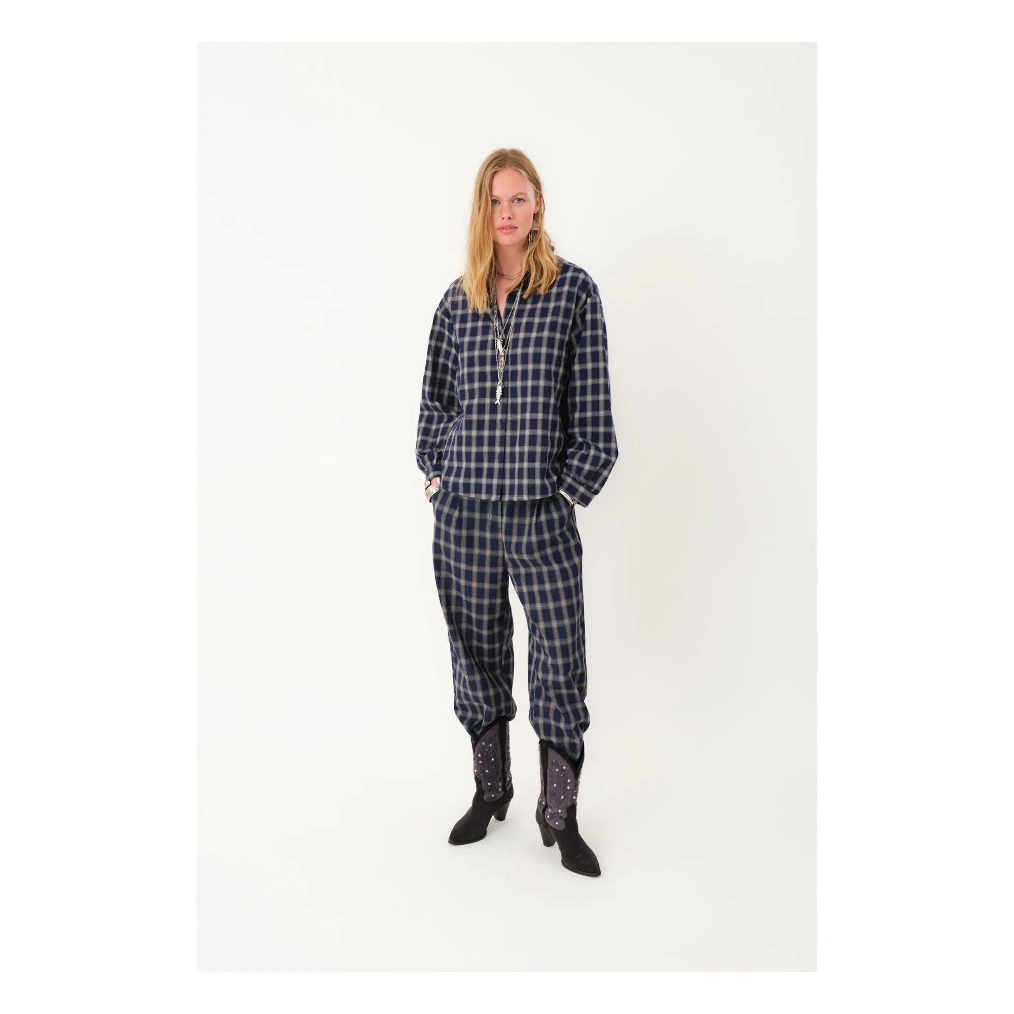 Lollys Laundry - Camisa de cuadros Siv | Azul oscuro