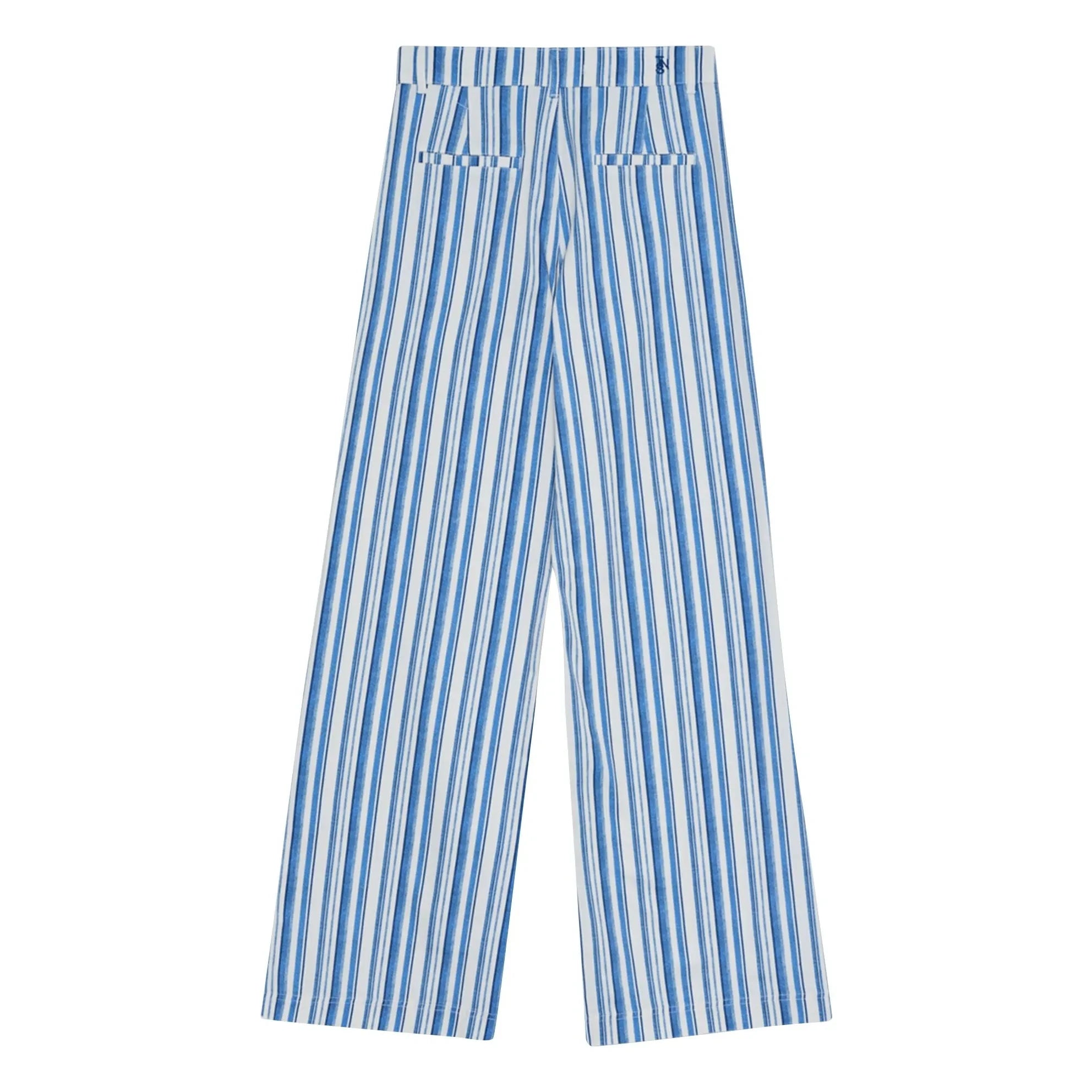 the new society - Olmo Cotton Striped Trousers | Blue