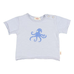 Búho - Camiseta pulpo de algodón orgánico | Azul claro