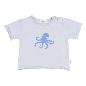 Búho - Camiseta pulpo de algodón orgánico | Azul claro