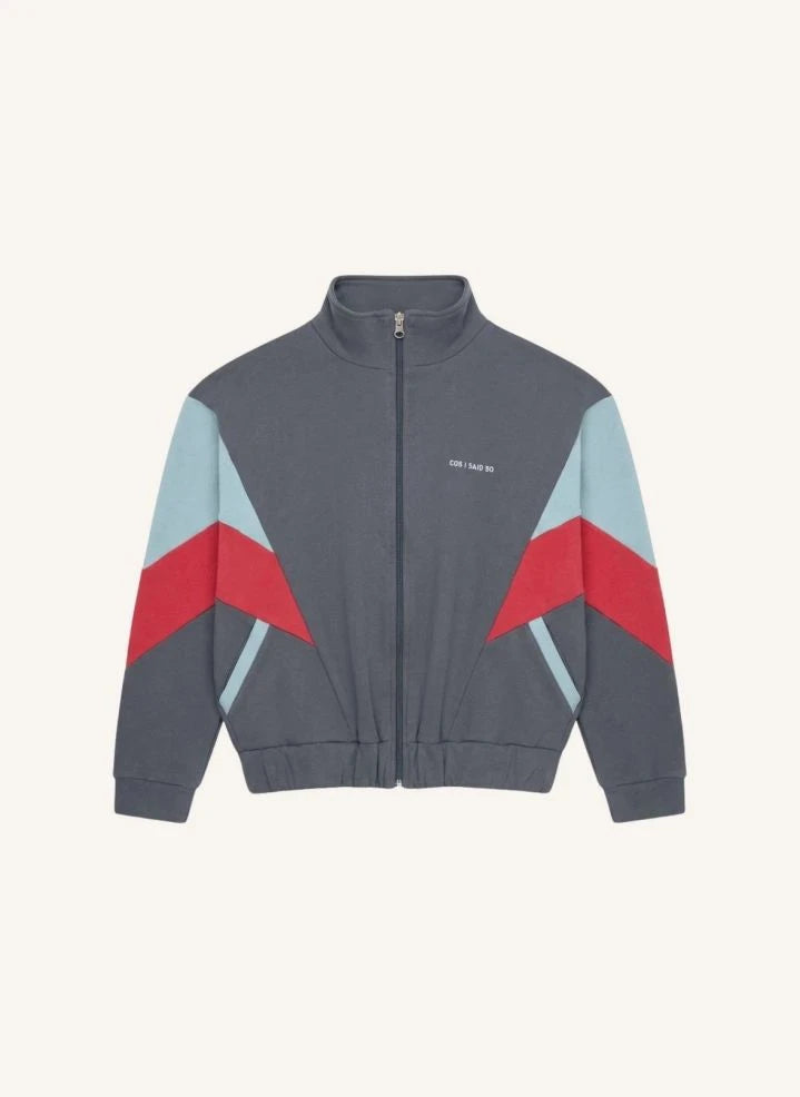 Cos I Said So - Chaqueta con cremallera de algodón orgánico en bloques de color | Gris