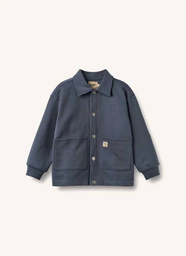 Wheat - Carmine chaqueta abotonada de algodón orgánico | gris azulado