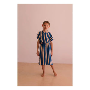 We Are Kids - Vestido de toalla de algodón orgánico a rayas de April | Azul