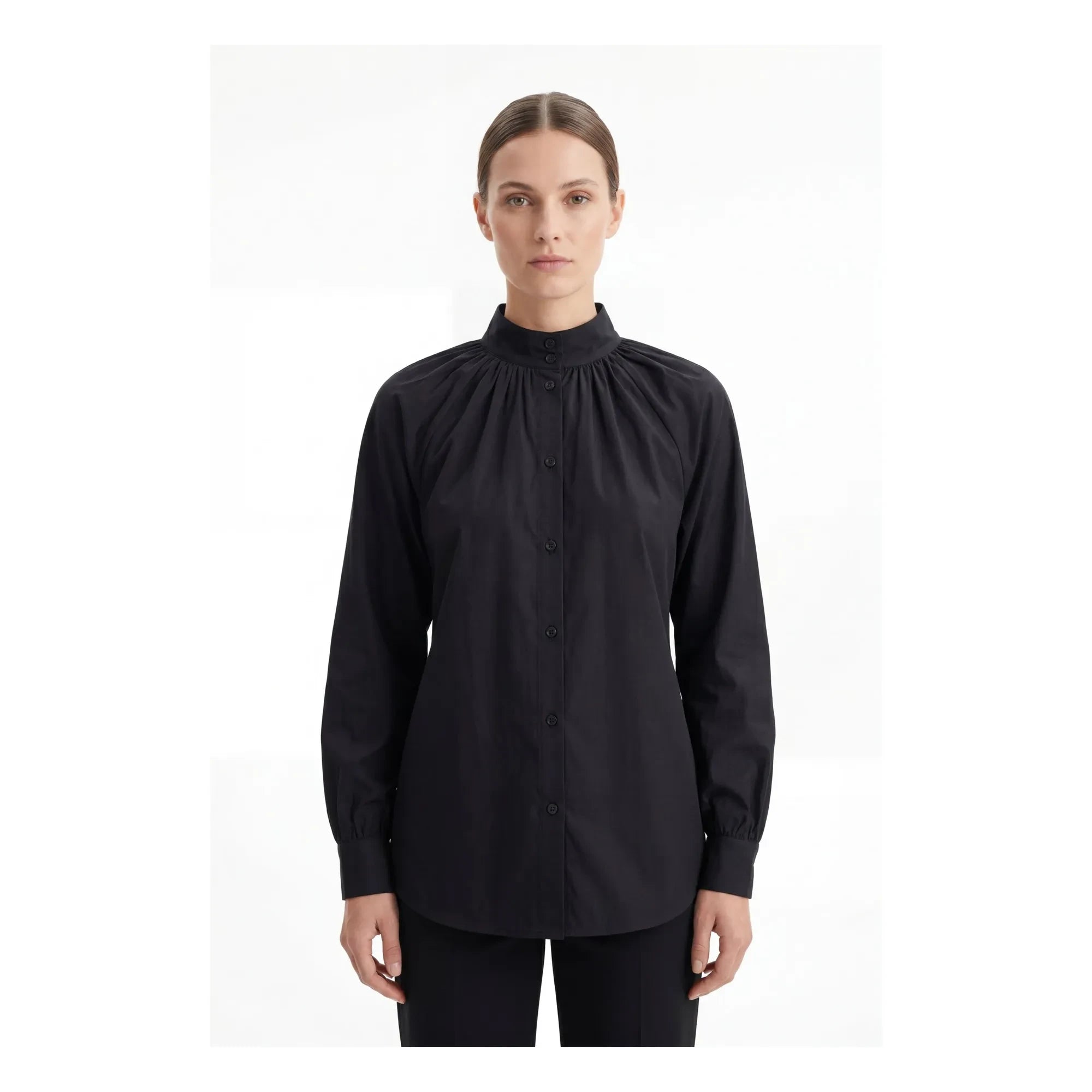 BELLEPIECE - Blusa de voile de algodón Paxos | Negro