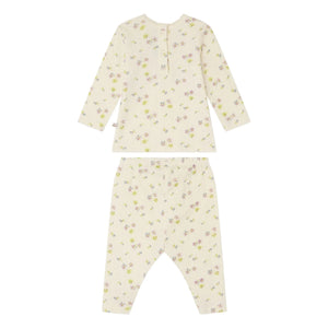 Bonpoint - Conjunto de camiseta y leggings de algodón orgánico con estampado Genna Fleuri | Crudo