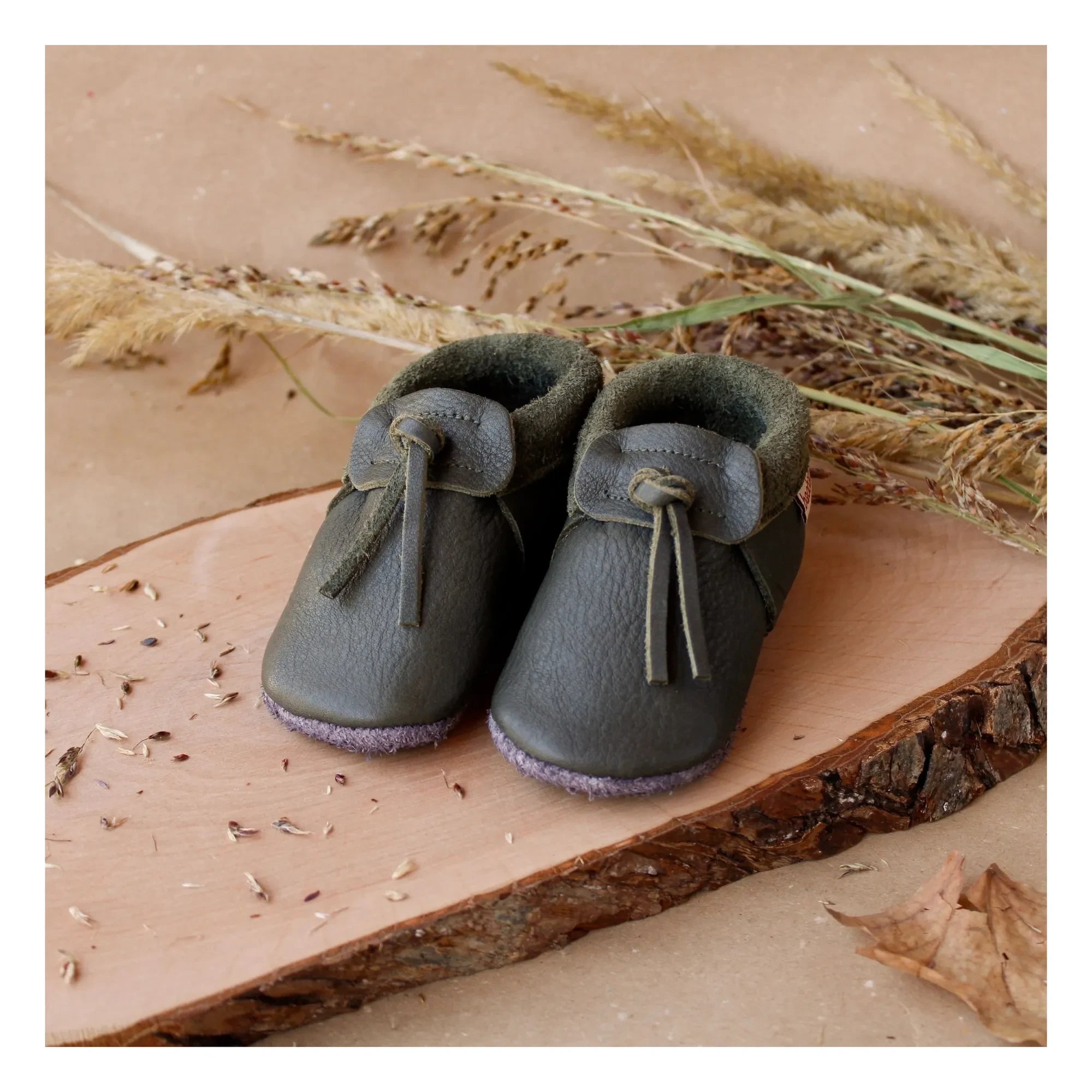Baobaby - Pantuflas de cuero | Verde cromo