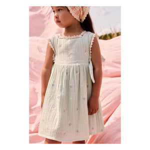 Louise Misha - Vestido de babero Aloisa Fleurie Pilili | Verde almendra