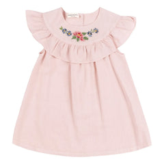 Babe & Tess - Vestido Cécile bordado de lino | Rosa empolvado