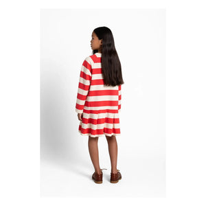 Smallable Kid - Vestido camiseta a rayas Azalea | Rojo