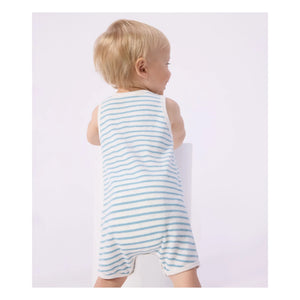 Petit Bateau - Mono de toalla a rayas | Azul