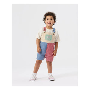 Goldie + Ace - Mono corto de patchwork a rayas | Rojo