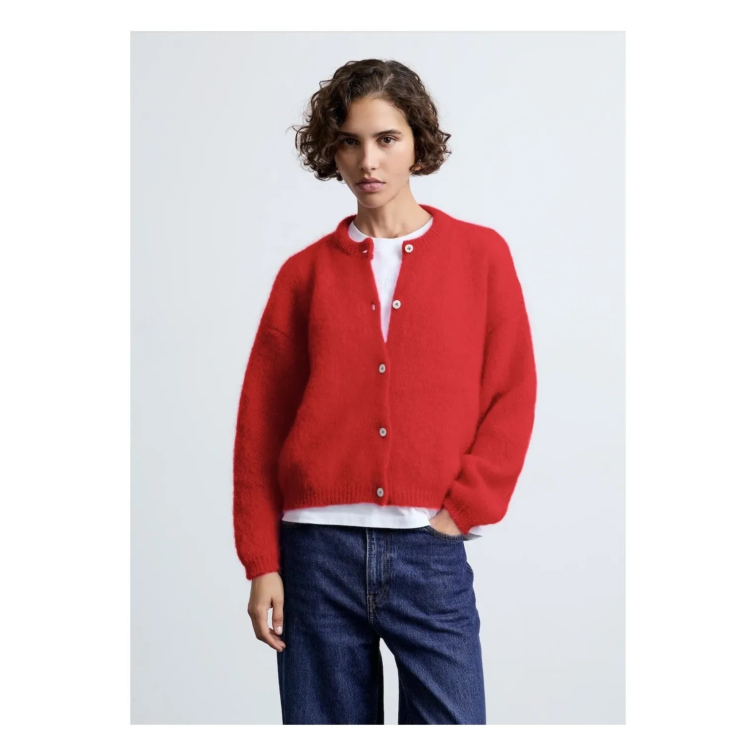 Surprise Paris - Cardigan Olivia con pelo | Rojo