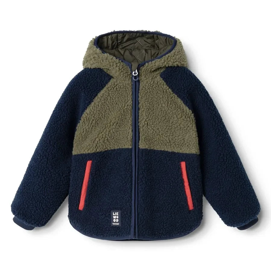 Liewood - Jackson Chaqueta reversible estilo sherpa fabricada con fibras recicladas | Caqui