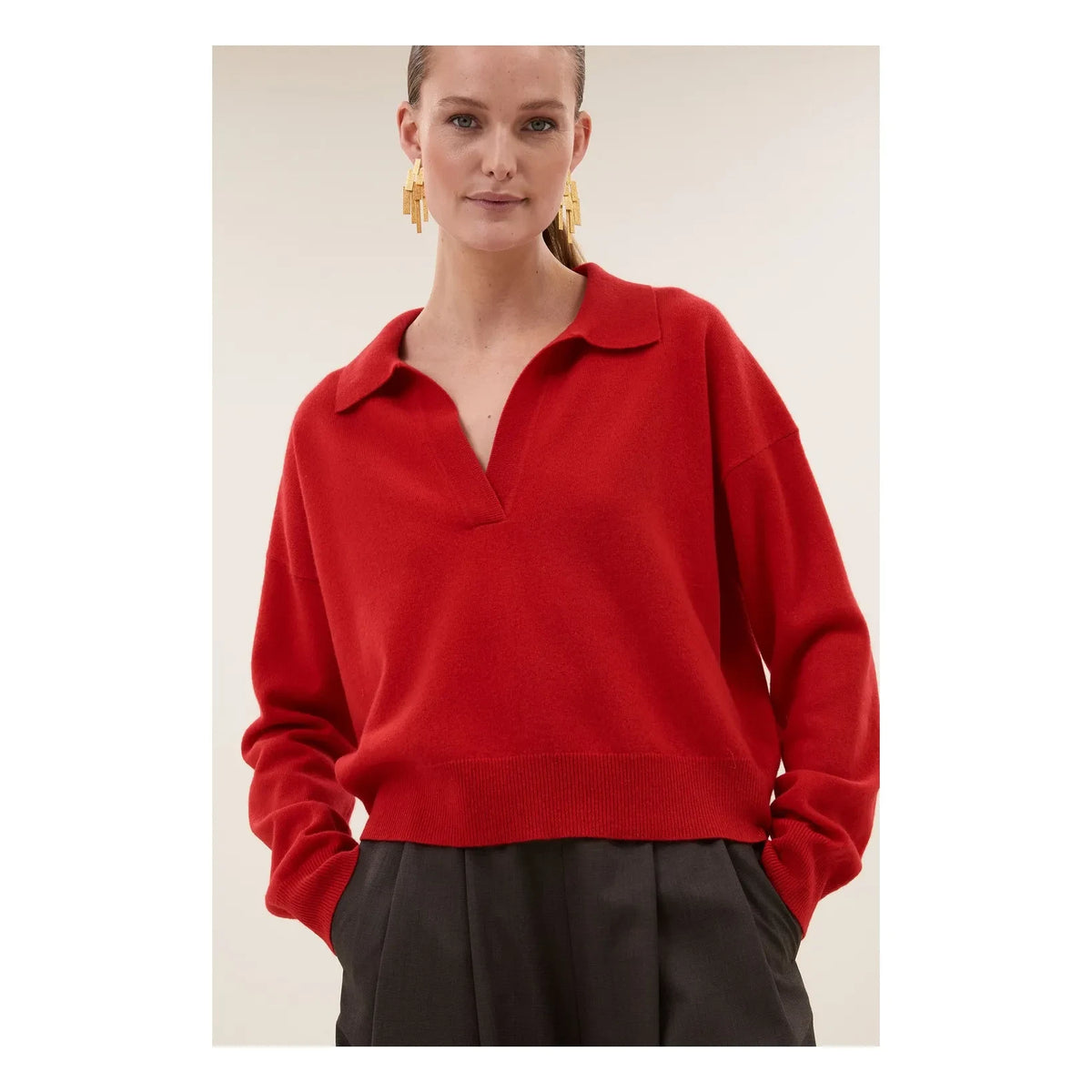Jersey de lana merino flexible By Bar | Rojo