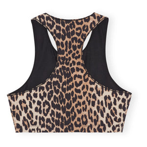 Ganni - Sujetador deportivo con estampado de leopardo y cremallera, confeccionado en material reciclado | Leopardo