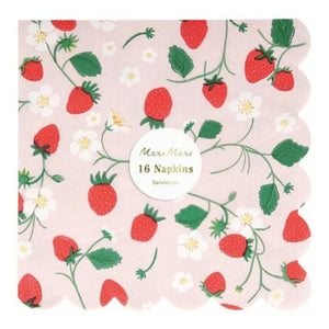 Meri Meri - Servilletas de papel con diseño de fresas - Juego de 16