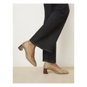Rivecour - Zapatos de tacón n°528 Piel craquelada | Dorado