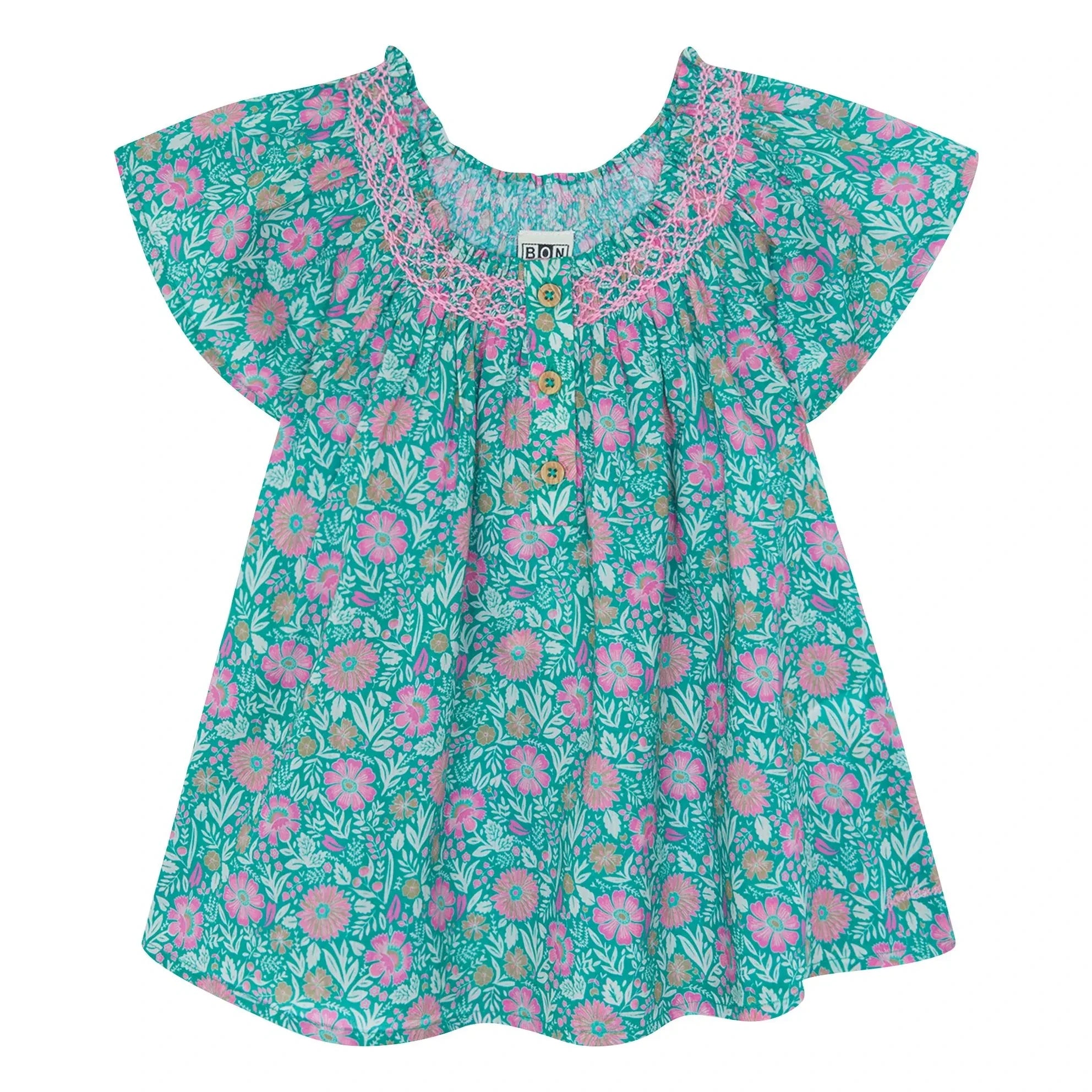 Bonton - Vestido fruncido con estampado de flores de avellana | Lila