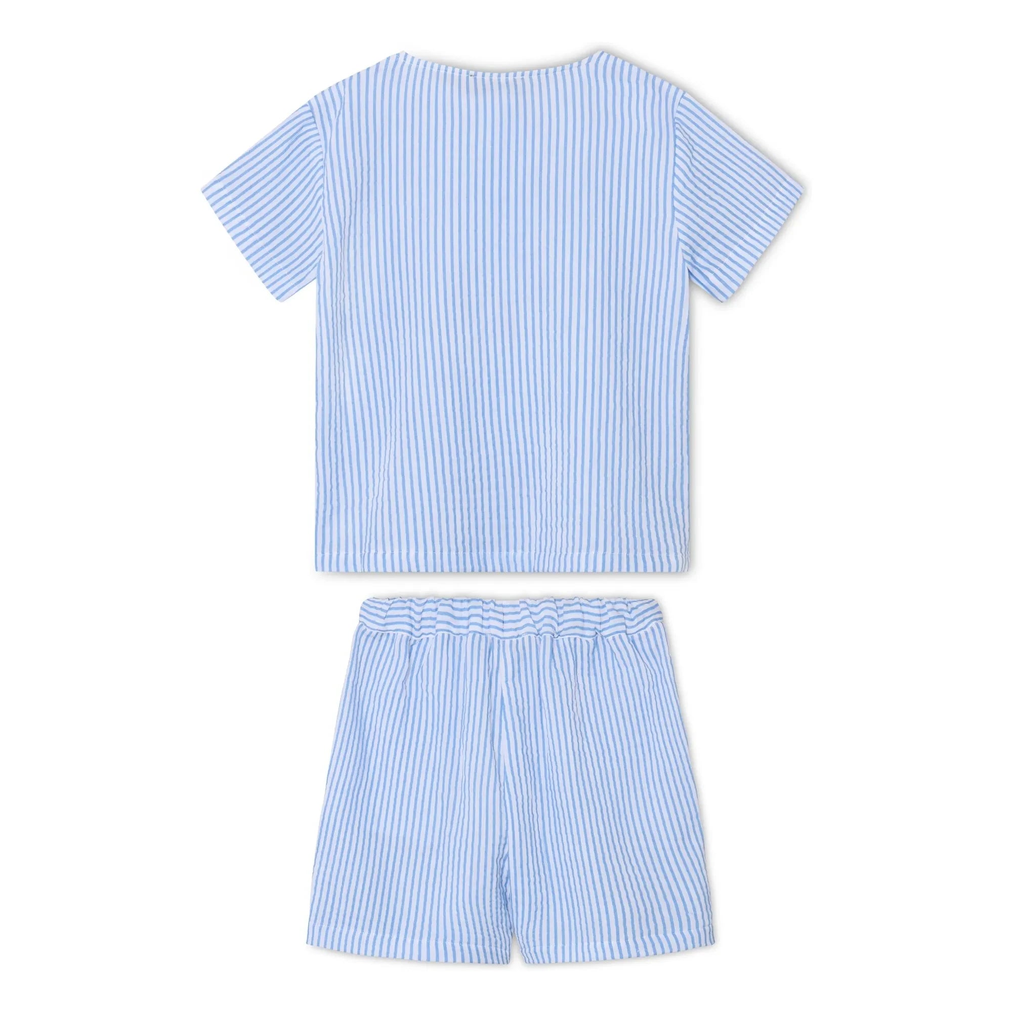 Fliink - Conjunto de camiseta y pantalón corto a rayas Cha Cha | Azul claro