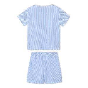 Fliink - Conjunto de camiseta y pantalón corto a rayas Cha Cha | Azul claro