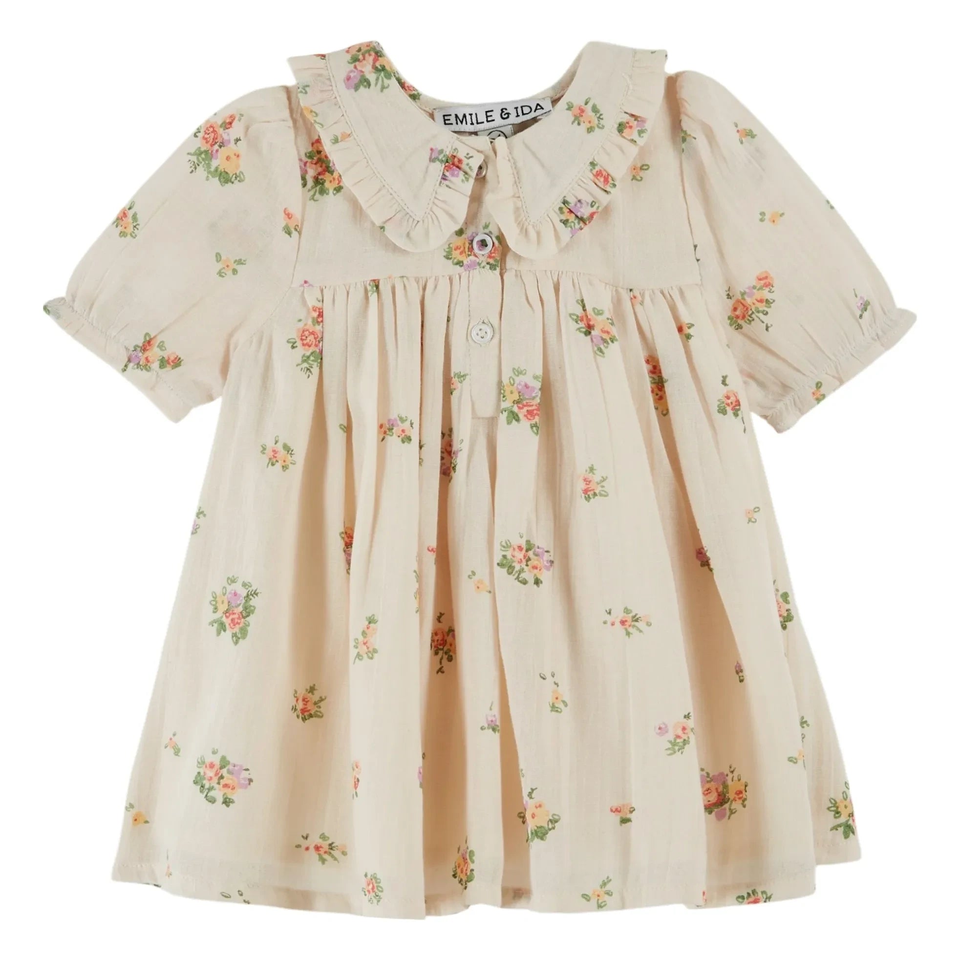 Emile et Ida - Vestido largo de algodón orgánico con estampado floral | Crudo