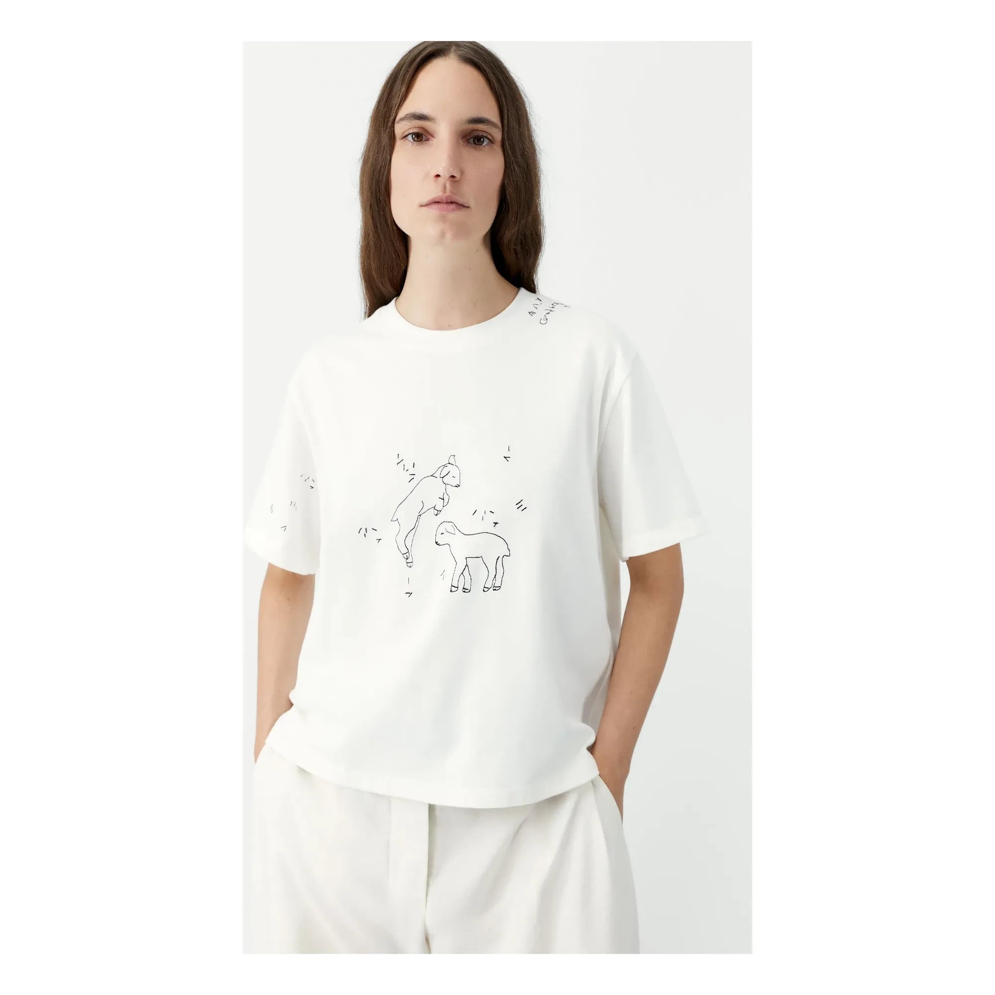 Cordera - Camiseta de algodón orgánico bordado | Blanco