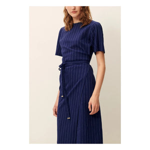 Sessùn - Vestido Lazula de algodón a rayas | Azul marino