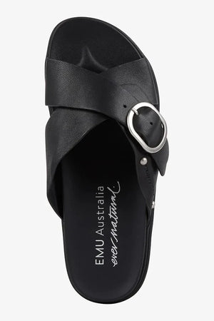 Emu Australia sandalias planas de piel para mujer Ebony