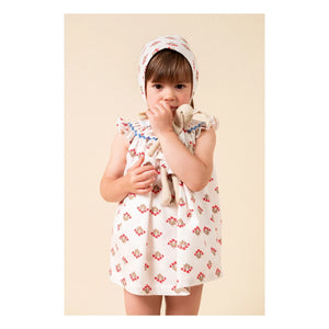 birinit - Conjunto de blusa con volantes y pijama de algodón orgánico Monzón | Blanco