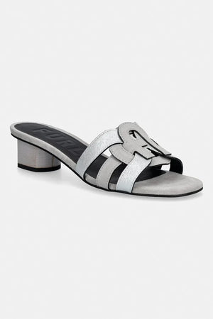 Mule de cuero Furla Cilindro de tacón bajo para mujer