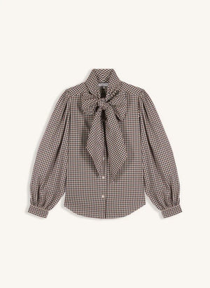Maria de la Orden - Peri Masalı Gingham Pamuklu Bluz | Kahverengi