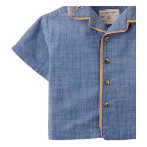 Gingersnaps - Camisa chambray de plátano bordada Steven | Azul