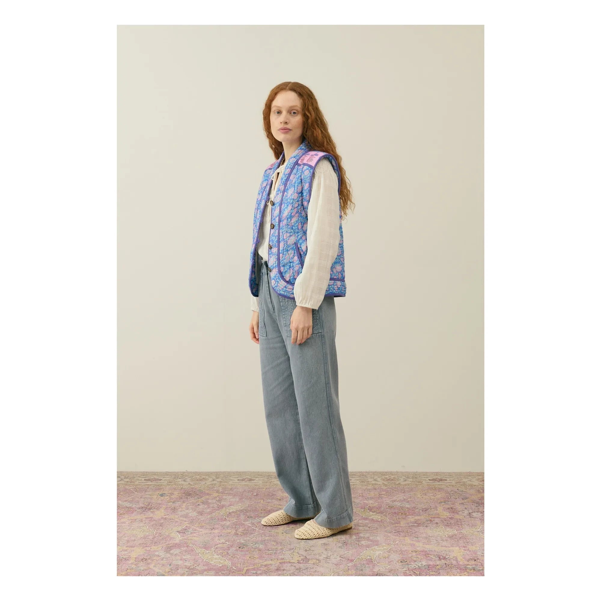 Louise Misha - Chaqueta guateada de algodón orgánico Nelina - Colección de mujer | Azul