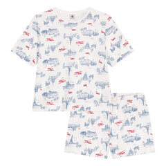 Petit Bateau - Pantalones cortos de pijama de algodón orgánico con volantes | Crudo