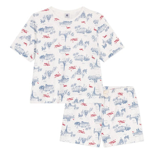 Petit Bateau - Pantalones cortos de pijama de algodón orgánico con volantes | Crudo