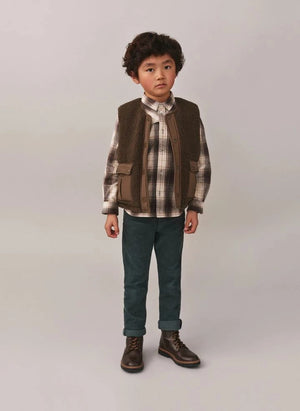 Bonpoint - Chaleco Sherpa Junior Verde Oscuro