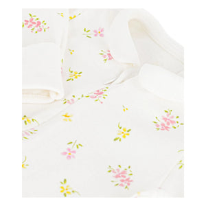 Petit Bateau - Pijama de una pieza con flores de algodón orgánico | Blanco