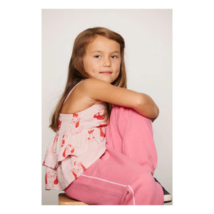 Mini Rodini - Top con volantes y estampado de animales de algodón orgánico | Rosa