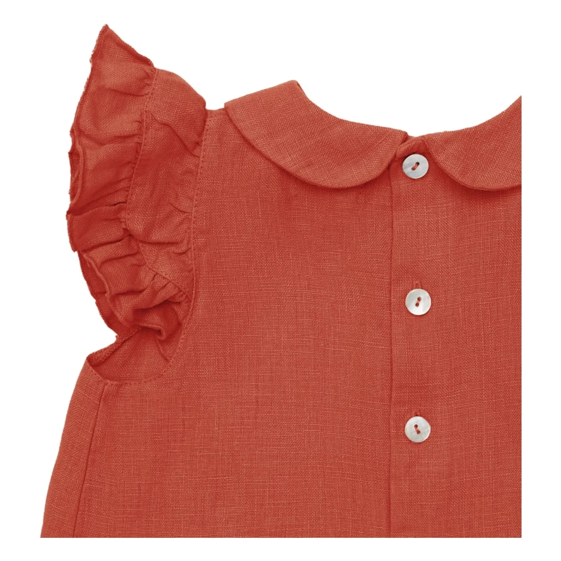 Donsje - Blusa de lino Mimi con cuello Claudine | Rojo pálido