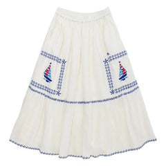 Maison Mangostan - Falda Bordada Voiles | Blanco