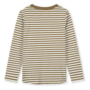 Gray Label - Camiseta de algodón orgánico a rayas | Caqui oscuro