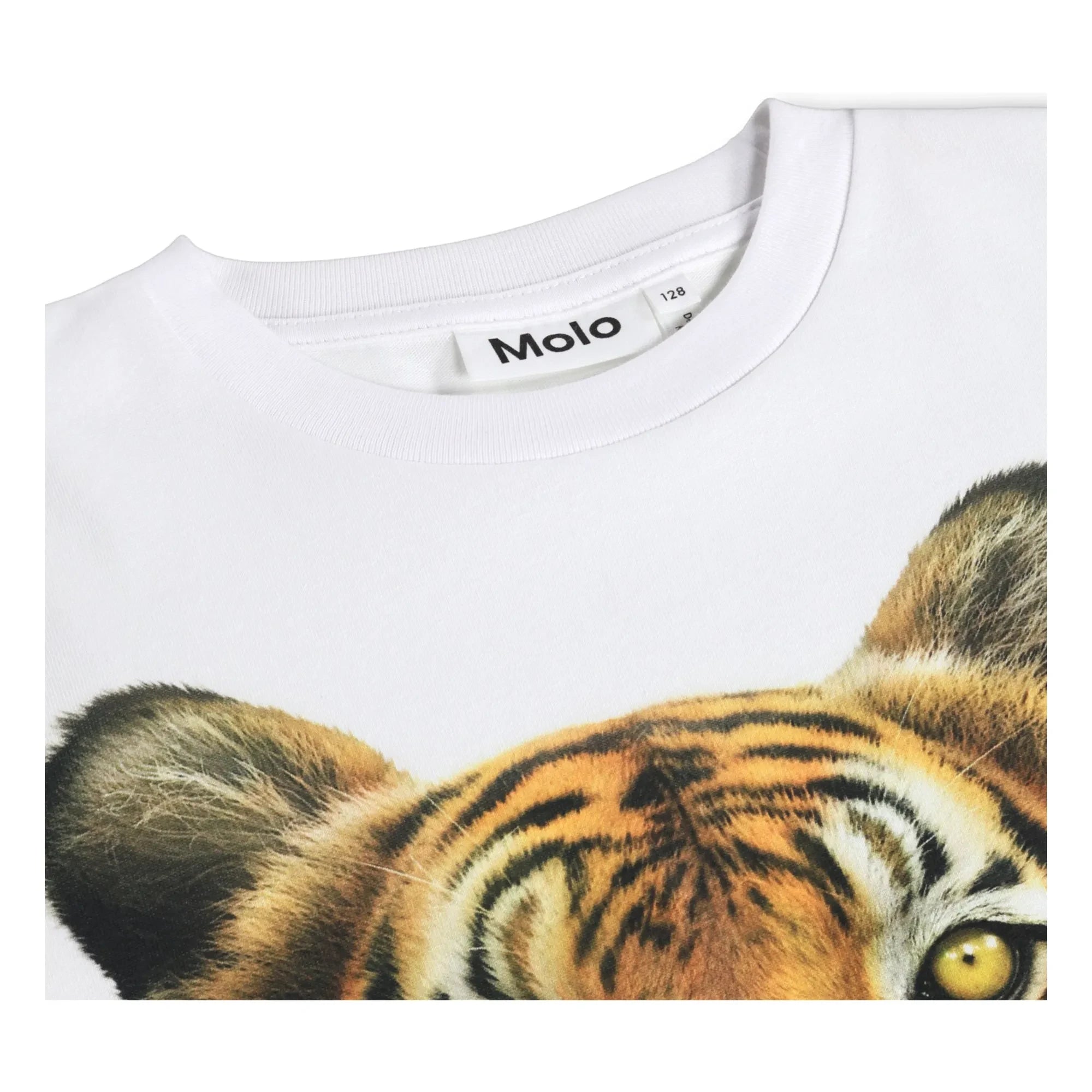 Molo - Camiseta de algodón orgánico Rollo Tigre | Blanca
