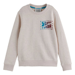 Scotch & Soda - Sudadera con logotipo y estampado de algodón orgánico | Blanco jaspeado