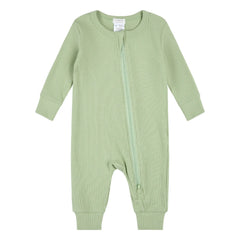 Petit Lem - Pijama sin pies de algodón orgánico y modal acanalado | Verde