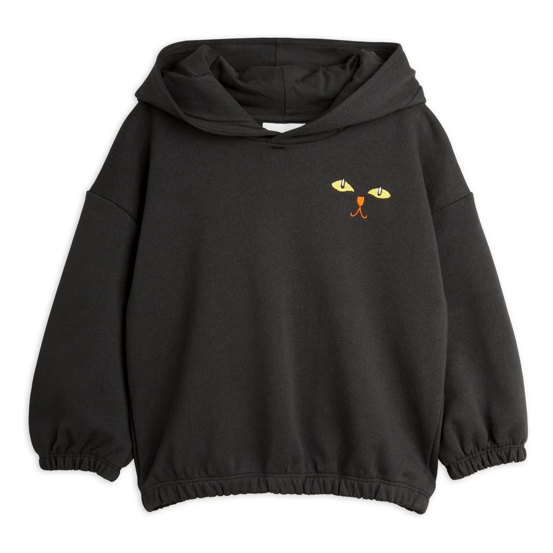 Mini Rodini - Sudadera con capucha de gato de algodón orgánico negro