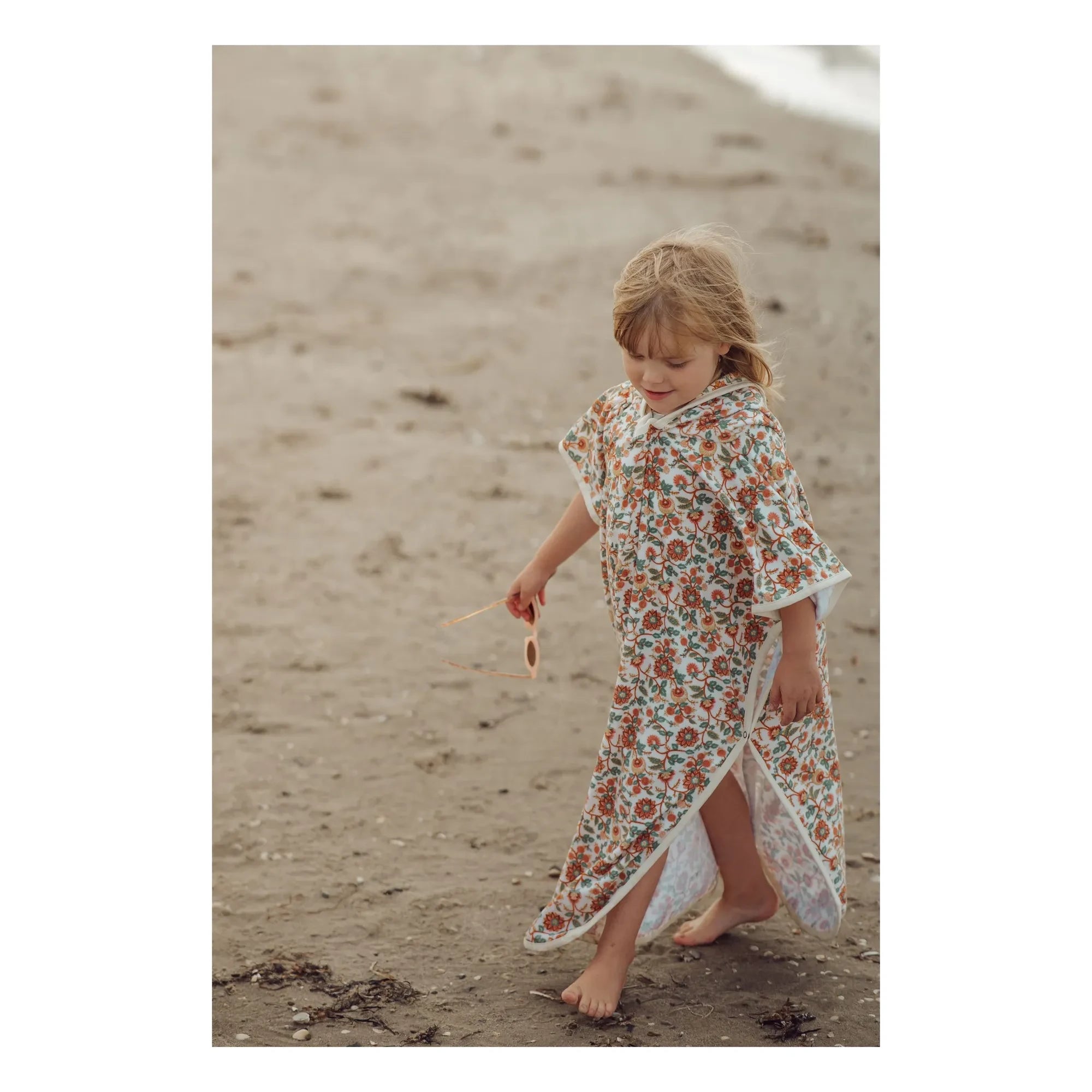 Grech & Co - Albornoz de Algodón Orgánico con Estampado Floral | Crudo